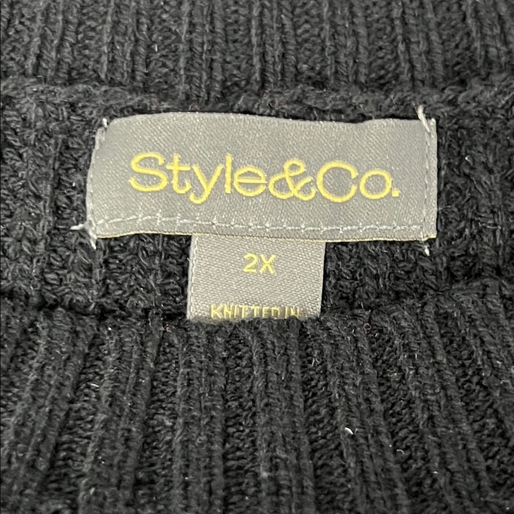 Style & Co. Black Sweater with White Floral Design - Picture 5 of 8